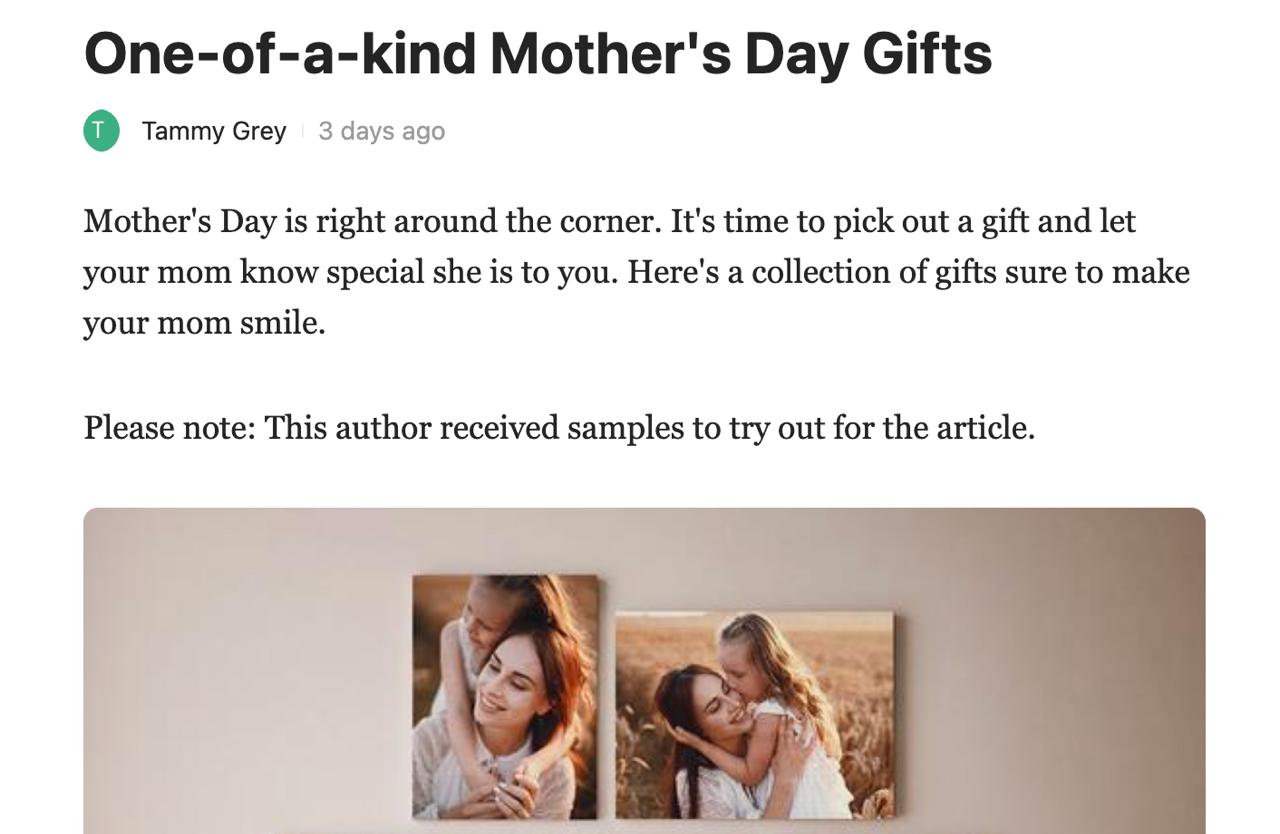 One-of-a-kind Mother's Day Gifts