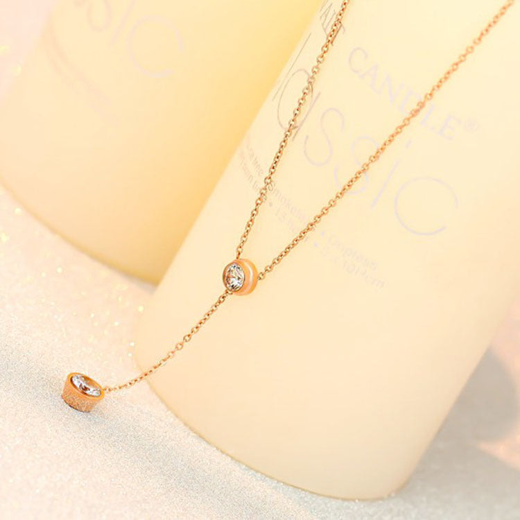18K Rose Gold Plated Stainless Steel Pendant Necklace