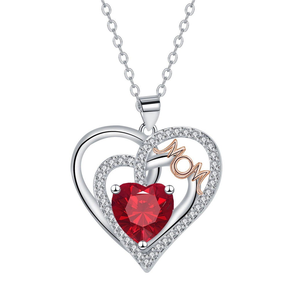 Heart-Shaped MOM Cross Chain Necklace