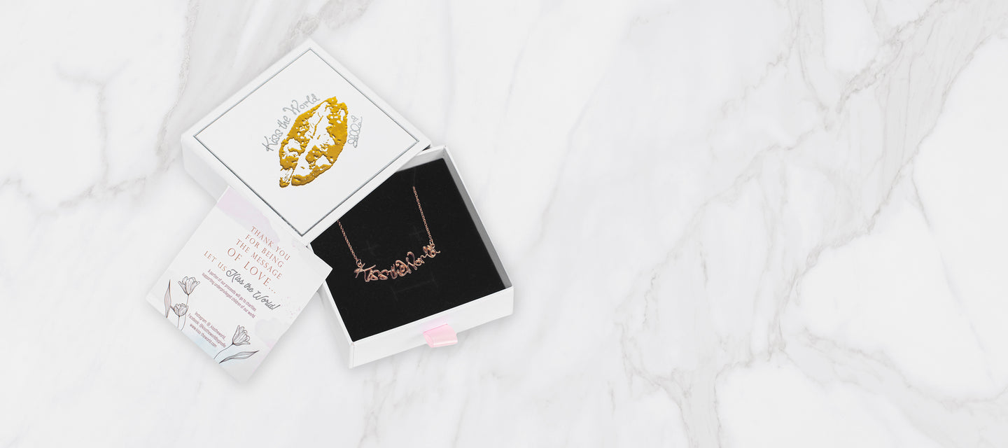 Necklace With Personalized Marble Message Display Card