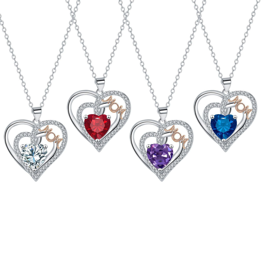 Heart-Shaped MOM Cross Chain Necklace