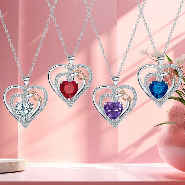 Heart-Shaped MOM Cross Chain Necklace