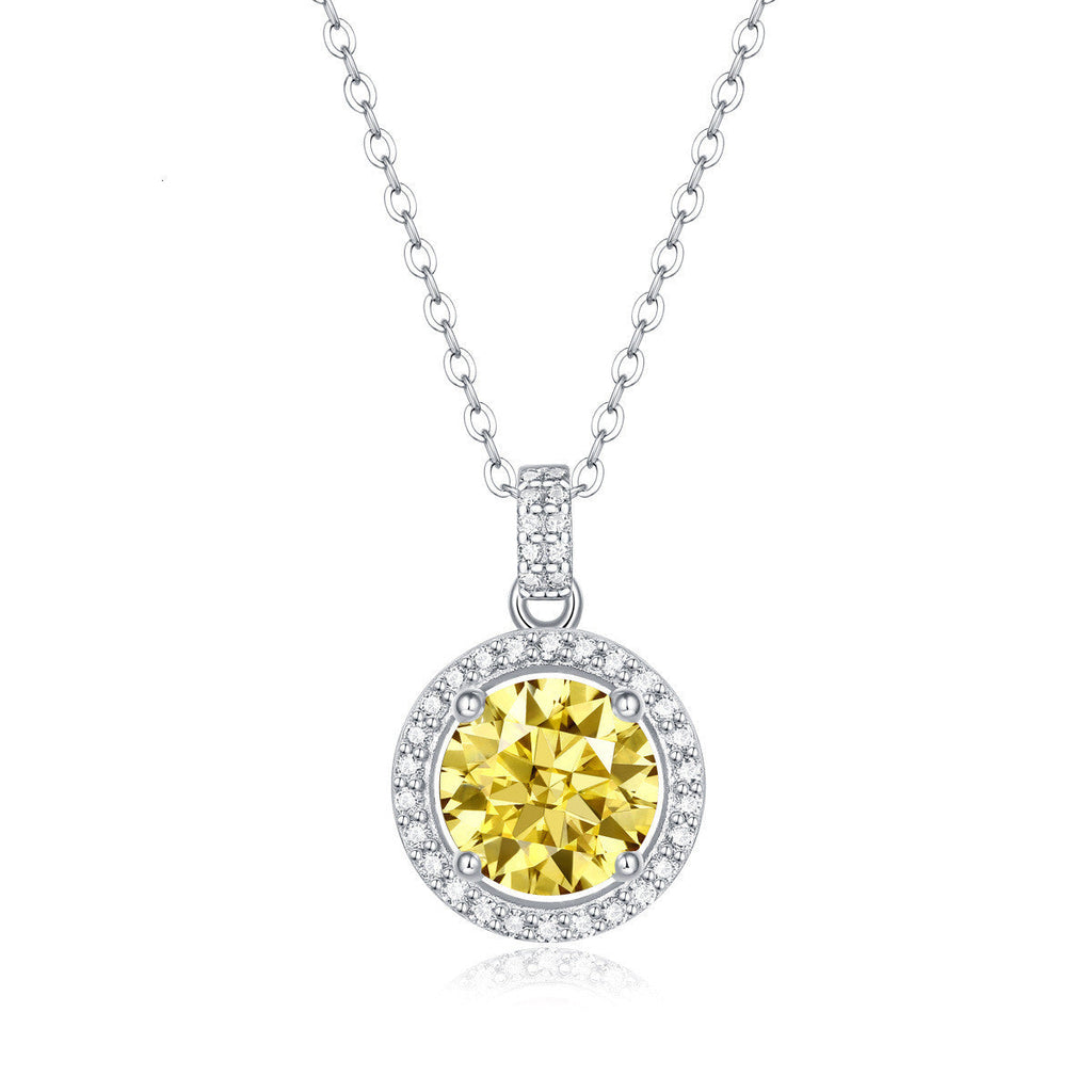 Yellow Moissanite Round Cake Pendant Necklace