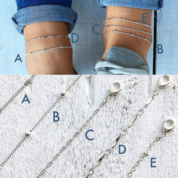 Set of 5 Anklets