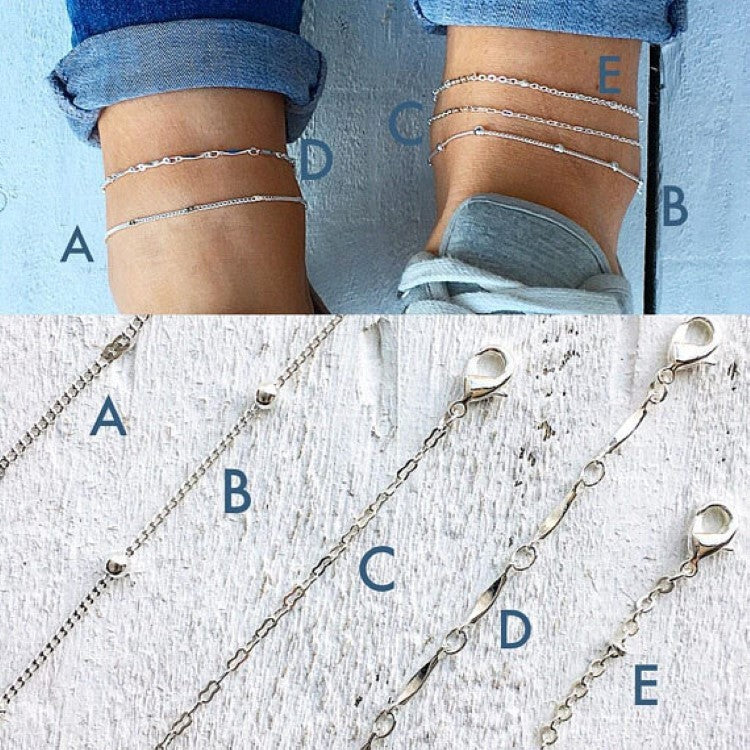 Set of 5 Anklets